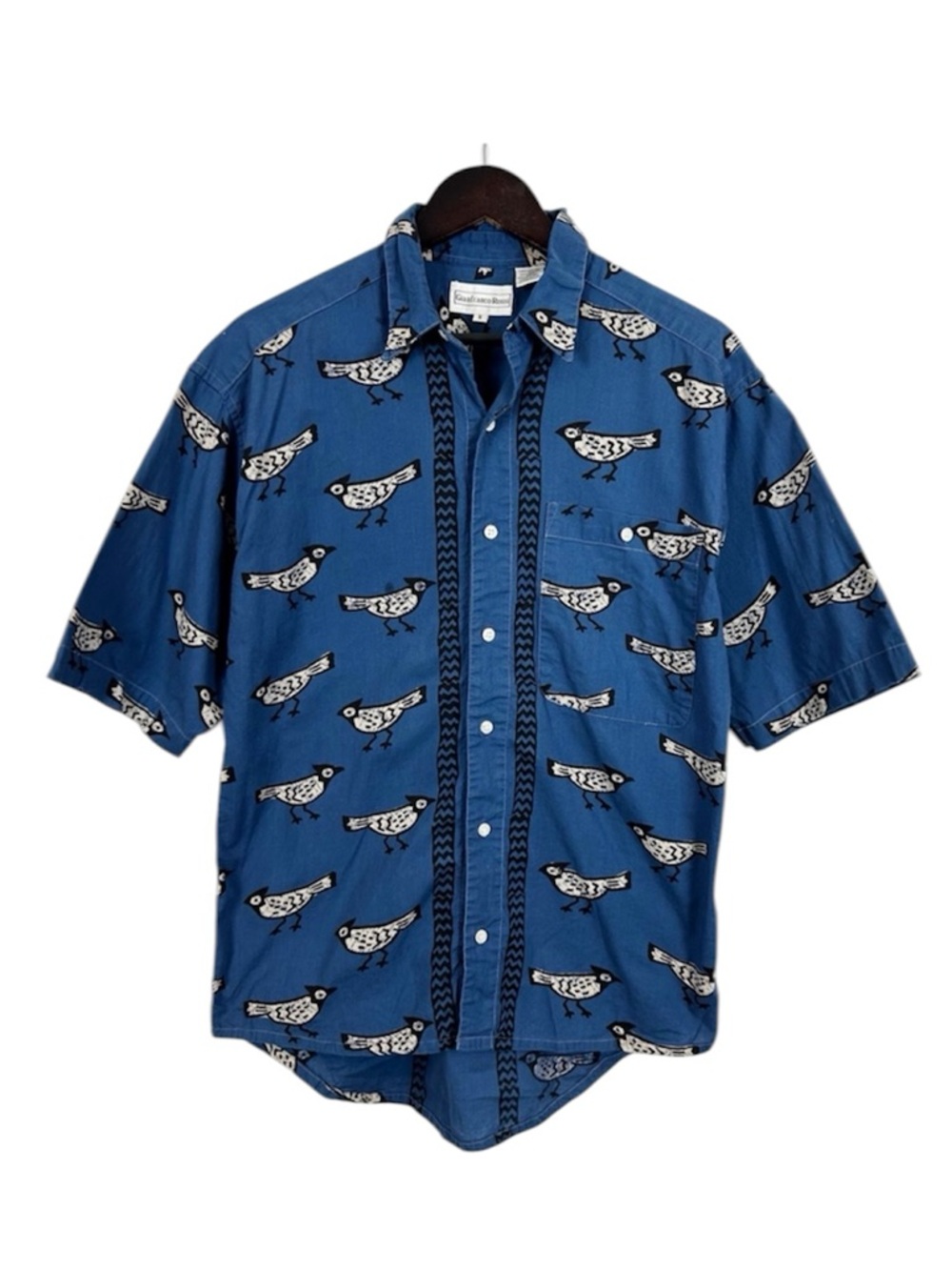 Gianfranco Rossi Bird Novelty Print Short Sleeve Button Down Size Small